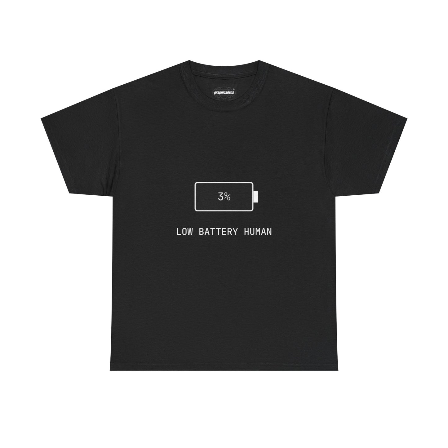 Black Low Battery Human T‑Shirt