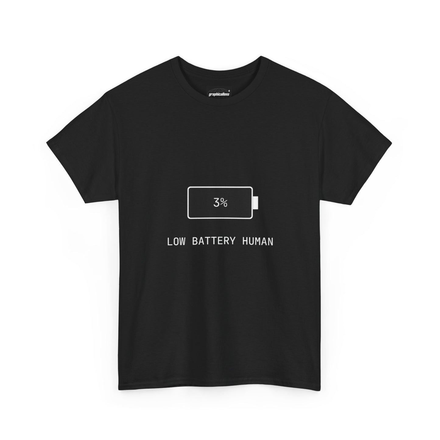Black Low Battery Human T‑Shirt